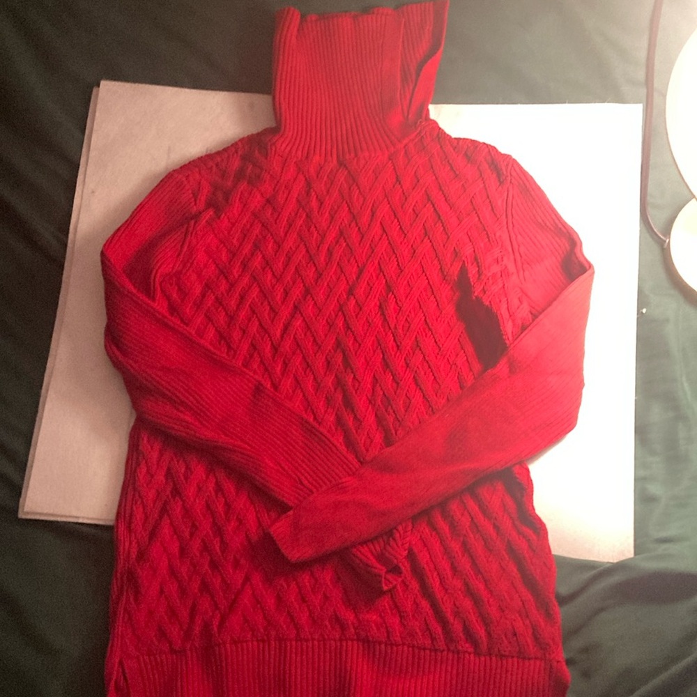 Women's Red Turtleneck Sweater